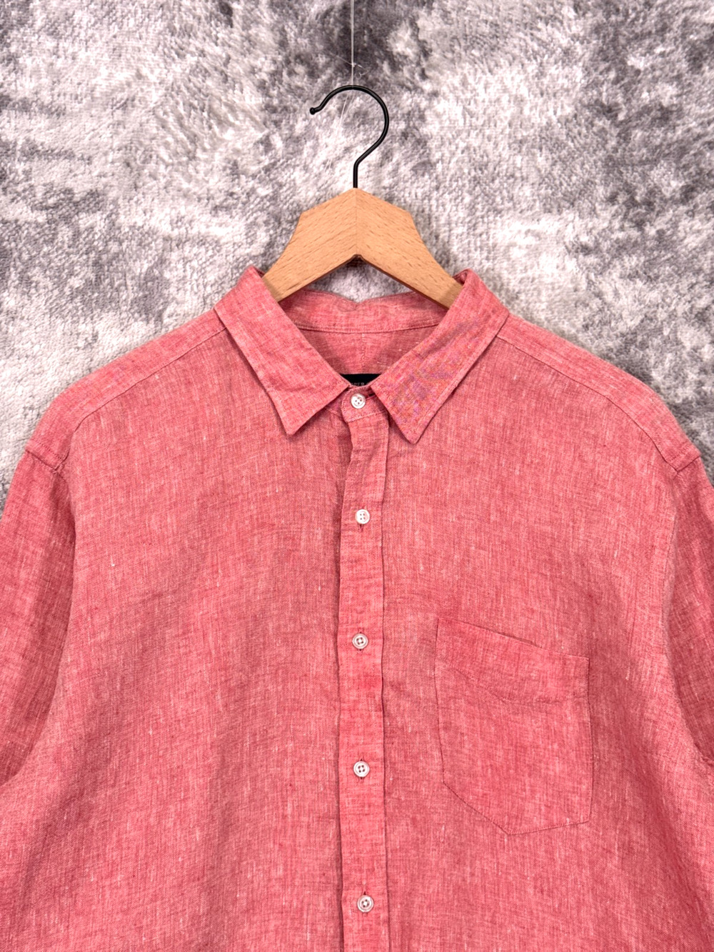 Proper Cloth 100% Linen Dress Shirt 16.5 / 37 Mens Washed Red